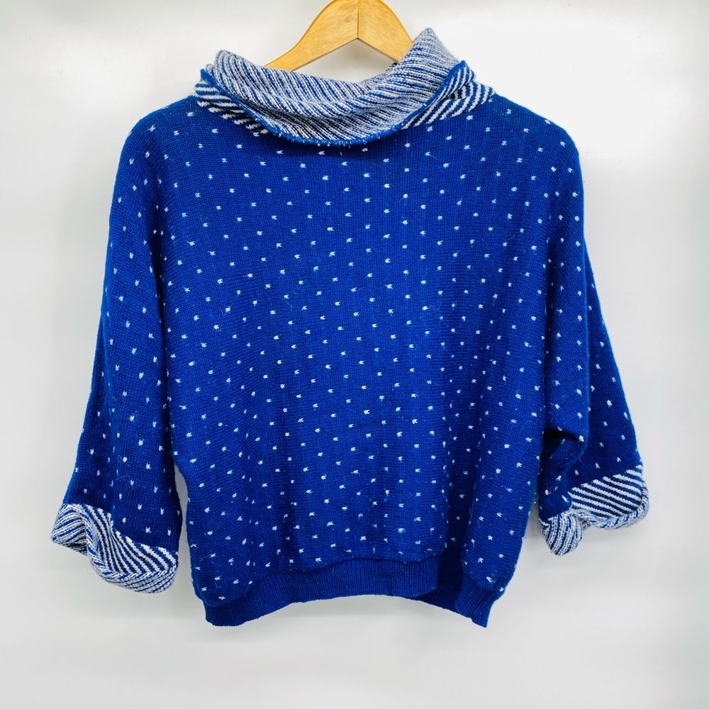 Vintage R.G. Arnold Angora Wool Blend Blue Sweater - Picture 1 of 6
